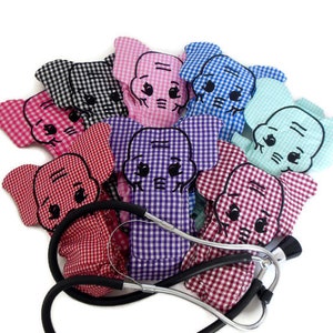 Gingham Elephant Stethoscope Covers, Rn Graduation Gift, Veterinarian Animal Stethoscope Cover, Machine Washable Length 20 image 1