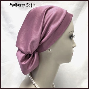 Mulberry Satin Hair Snood, Volumizer Chemo Headwear