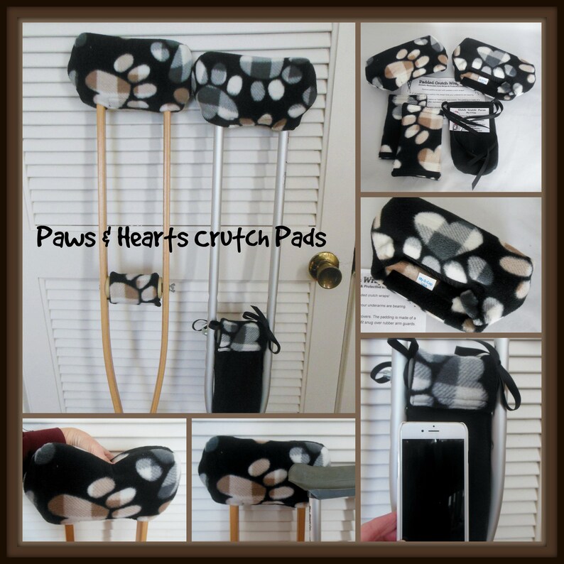 Dog Paws Black Fleece Crutch Pads Padded Animal Crutch Wrap Etsy