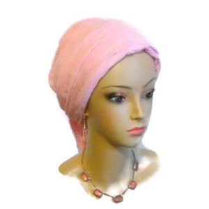 Scarf Turban Paris Pink Gauze Volumizer Chemo Headwear,| Cancer Patient Hat, Hair Covering, Tichel & Mitpachat Head Wrap, Beach Head Wear