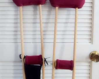 Maroon Fleece Crutch Pad Wrap, 2 "Bounce Back Padding Crutch Cover