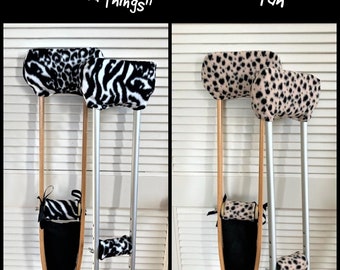 Cheetah Fleece Crutch Pads, Bounce Back Safari "Wild Things" Crutch Wrap Cover,