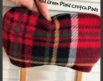 Red Green Plaid Fleece Padded Crutch Wraps