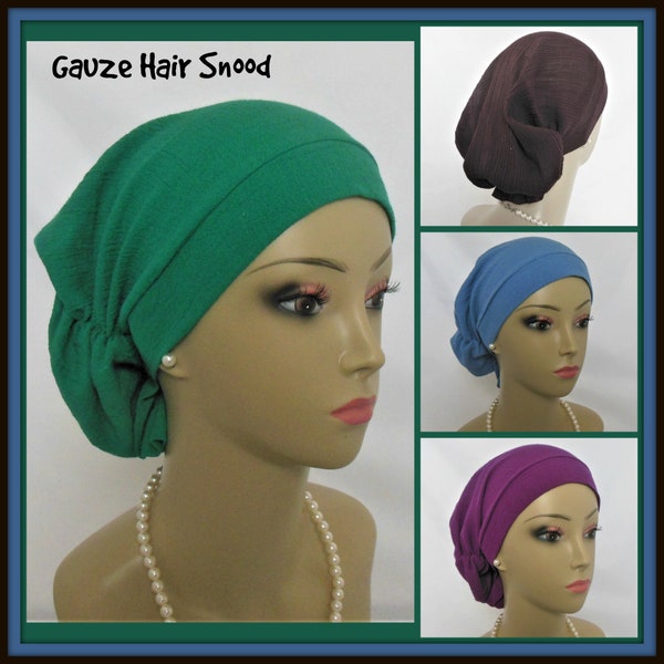 Gauze Hair Snood Turbans, Multiple Colors Volumizer Chemo Headwear, PPE Scrub Hair Cover, Cancer Patient Hat, Tichel Mitpachat, Beach Cap