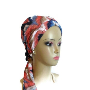 Chevron Lace Turban Scarf Jersey Cancer Patient Hat, Breathable  Alopecia Hair Cover