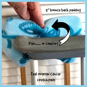 Teal Fleece Ovarian Cancer Crutch Pads Bounce Back Padding Crutch Cover image 2