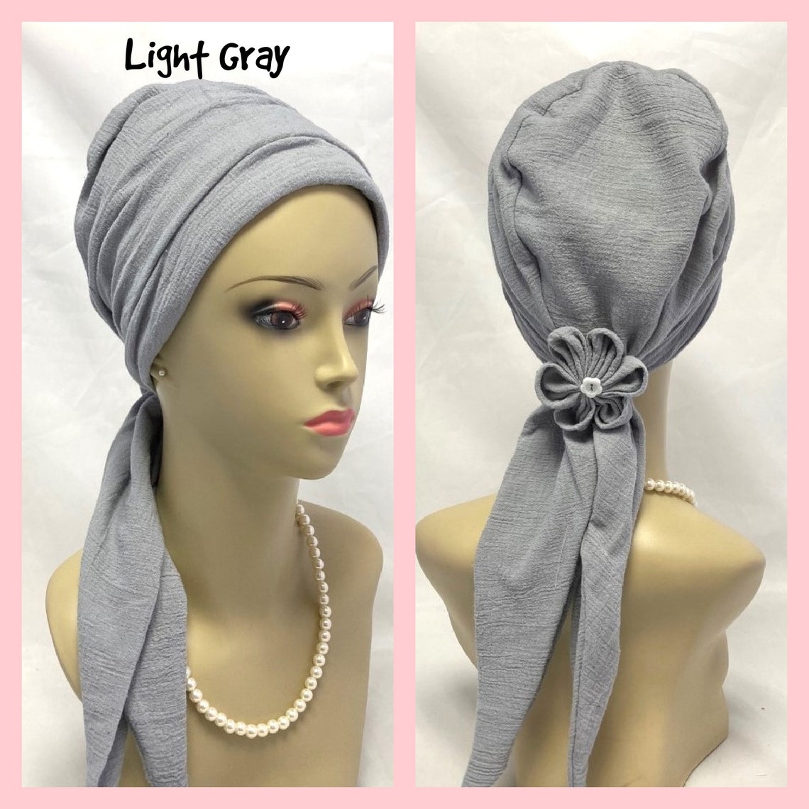 Gauze Scarf Turban Dark or Medium Gray Volumizer Chemo Etsy