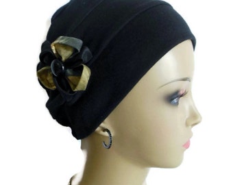 Organic Cotton Turban 3-seam Interlocking Knit Chemo Headwear, Cap For Sensitive scalp, Hair Covering ,Tichel & Mitpachat Head Wrap