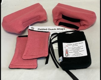 Crutch Pads  Pink Peach Fleece Bounce Back Padding Crutch Cover, Crutch Tote Bag, Toe Warmer Bootie, Volleyball Sock, Stops Arm Pit Pain