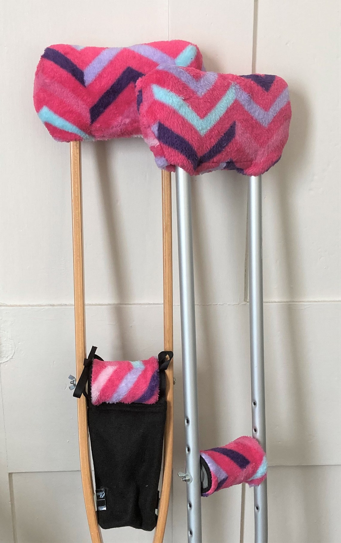 Chevron Hot Pink High Pile Velour Knit Crutch Pads Bounce Etsy