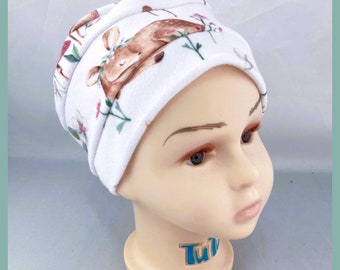 Gorro de turbante de punto de jersey de algodón de 3 costuras para niños, gorro de quimio para niña, gorro pequeño para pacientes con cáncer, gorro de playa para alopecia de 17 a 19 pulgadas