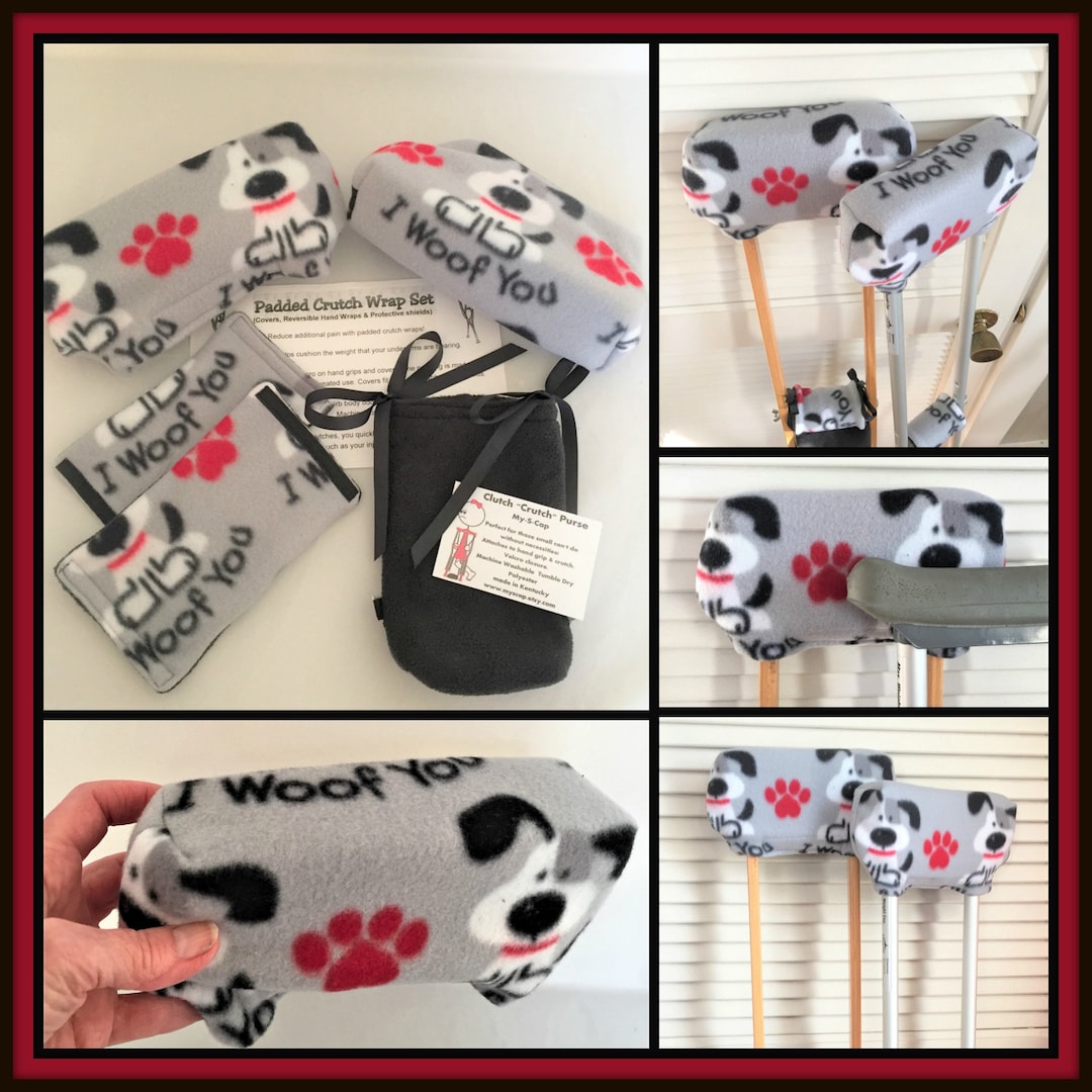 Padded Animal Crutch Wrap, I Woof You Puppy Paws Crutch Pads, Crutch