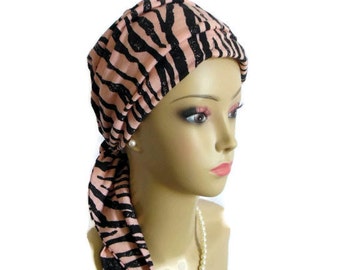 25% OFF Turban Scarf Zebra on Peach Jersey Volumizer Chemo Headwear