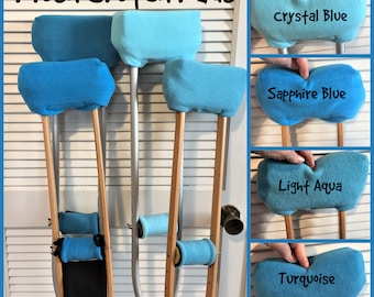 Plush Fleece Padded Crutch Pad Blue Turquoise, Bounce Back Padding Crutch Pad, Crutch Tote Bag, Toe Warmer Bootie Cast Sock, Stops Arm Pain