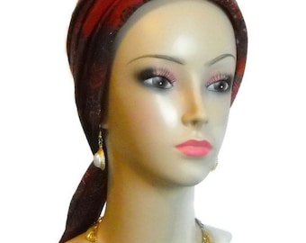 25% OFF Rich Rustic Design Jersey Scarf Turban, Volumizer Chemo Headwear,Cancer Patient Hat, Alopecia Hair Covering