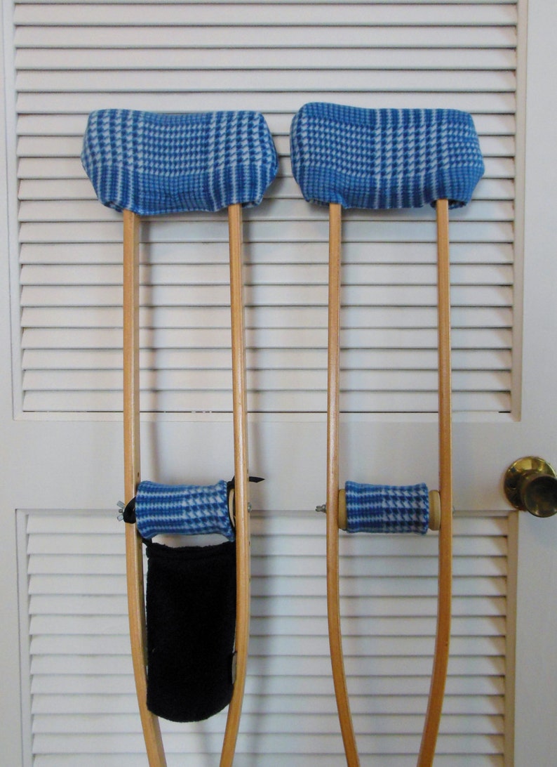Crutch Pads Blue Plaid Fleece Crutch Phone Tote Bag Toe Cast Etsy