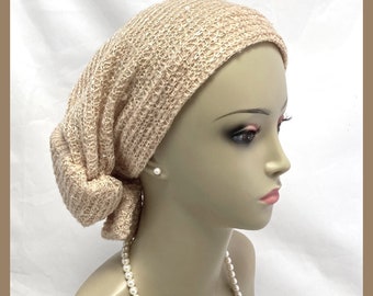 Scaldacollo per capelli con paillettes metalliche scintillanti, turbante in jersey, copricapo chemioterapico, elegante copricapo scintillante