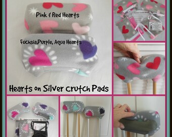 Crutch Pad Wraps Hearts  2" Bounce Back Padding Crutch Cover    3 Designs