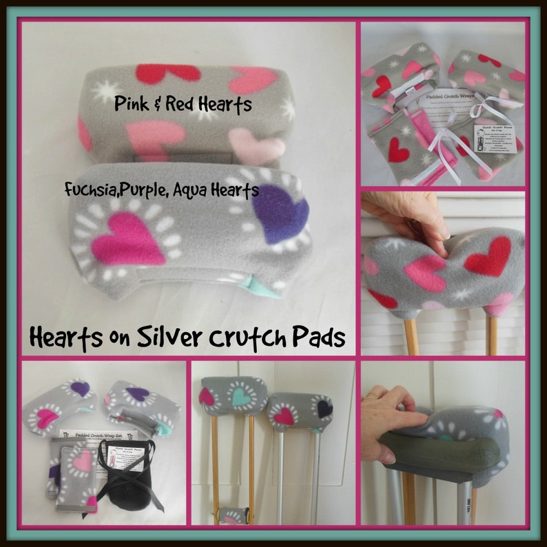 Crutch Pad Wraps Hearts 2 Bounce Back Padding Crutch Cover 3 Designs image 1