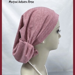Hair Snood Auburn Rust Ex Length Jersey Turban Volumizer Chemo Headwear,| Cancer Patient Hat, Hair Covering, Tichel & Mitpachat Head Wrap