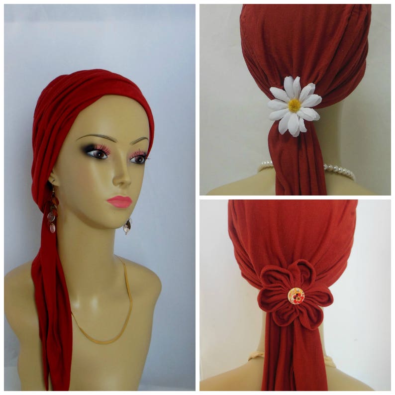 Jersey Scarf Turban Rust 18ties Volumizer Chemo Etsy