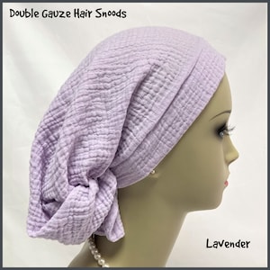 Double Gauze Hair Snood Turbans: Black  Blue Red Lavender  Volumizer Chemo Headwear