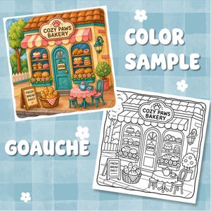 47 Cozy Cat Bakery Coloring Pages, Colouring Book for Kids and Adults, Instant Download image 11