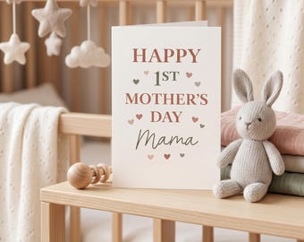 Cartão imprimível para o primeiro Dia das Mães, Cartão de presente para nova mamãe, Download instantâneo, Formato A4 (Carta americana)