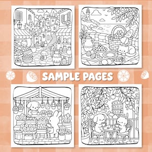 Cozy Summer Cottagecore Mediterranean Coloring Pages, Hobby Relaxing Colouring Book for adult and kids image 6