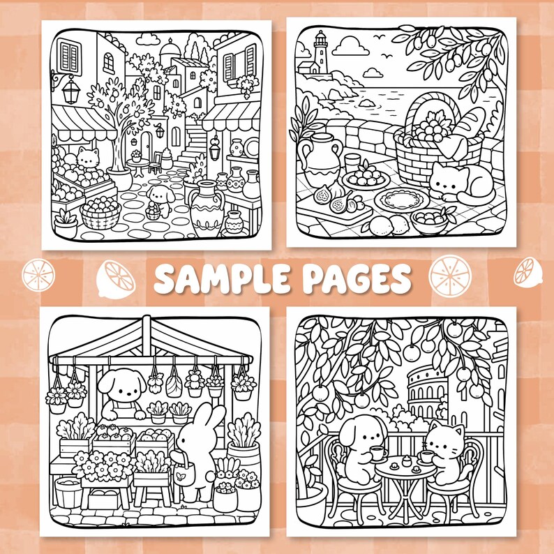 Cozy Summer Cottagecore Mediterranean Coloring Pages, Hobby Relaxing Colouring Book for adult and kids image 6