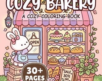 Cozy Cottagecore Bakery Cafe Coloring pages, Hobby Relaxing Colouring Book for adult and kids