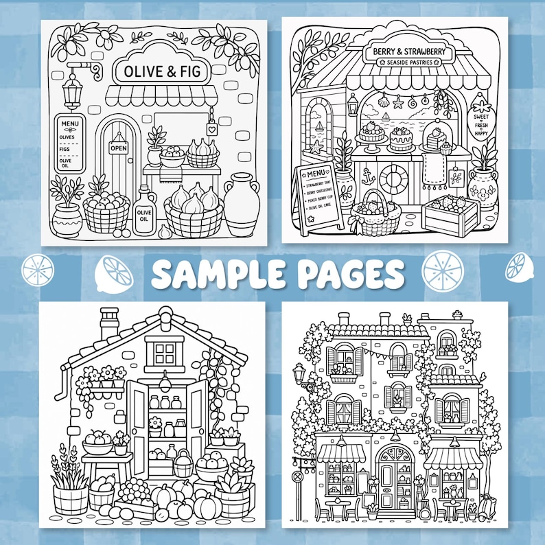Cozy Summer Cottagecore Mediterranean Coloring Pages, Hobby Relaxing Colouring Book for adult and kids image 4