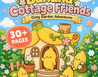 30+ Printable Cozy Banana Cottage Friends Coloring Pages, Relaxing Books For Adults And kids.