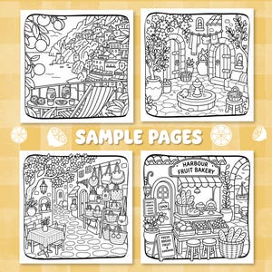 Cozy Summer Cottagecore Mediterranean Coloring Pages, Hobby Relaxing Colouring Book for adult and kids image 3