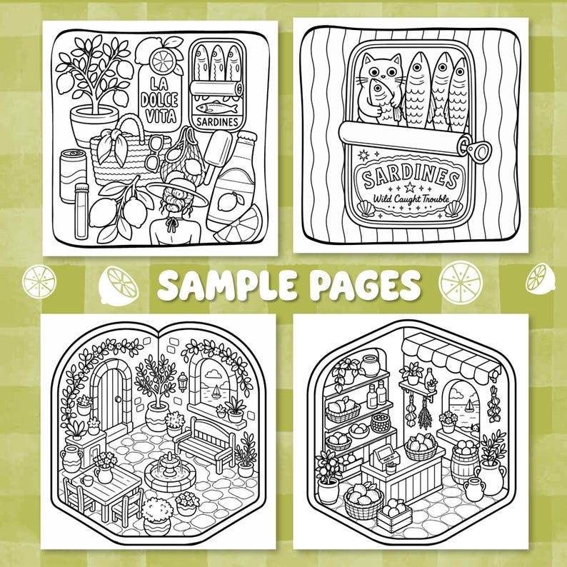 Cozy Summer Cottagecore Mediterranean Coloring Pages, Hobby Relaxing Colouring Book for adult and kids image 5