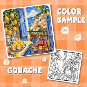 Cozy Summer Cottagecore Mediterranean Coloring Pages, Hobby Relaxing Colouring Book for adult and kids image 11