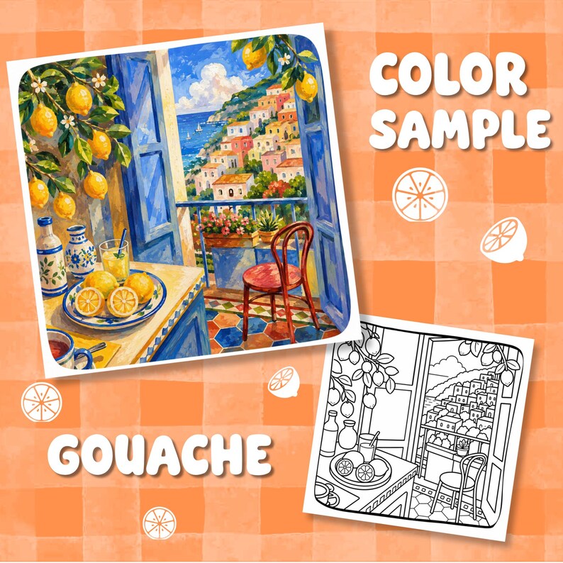 Cozy Summer Cottagecore Mediterranean Coloring Pages, Hobby Relaxing Colouring Book for adult and kids image 11