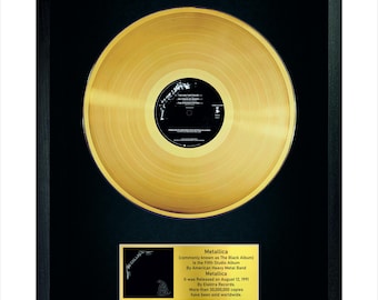 Metallica - Das schwarze Album / LP Gold 12 &quot;/ Musik Erinnerungsstücke / Innendekor, schwarz gerahmtes Souvenir / Sammlerstück / Gold Vinyl
