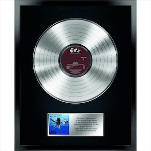 Nirvana - Nevermind / cimeli musicali / arredamento d'interni / souvenir con cornice nera / Vinile di platino