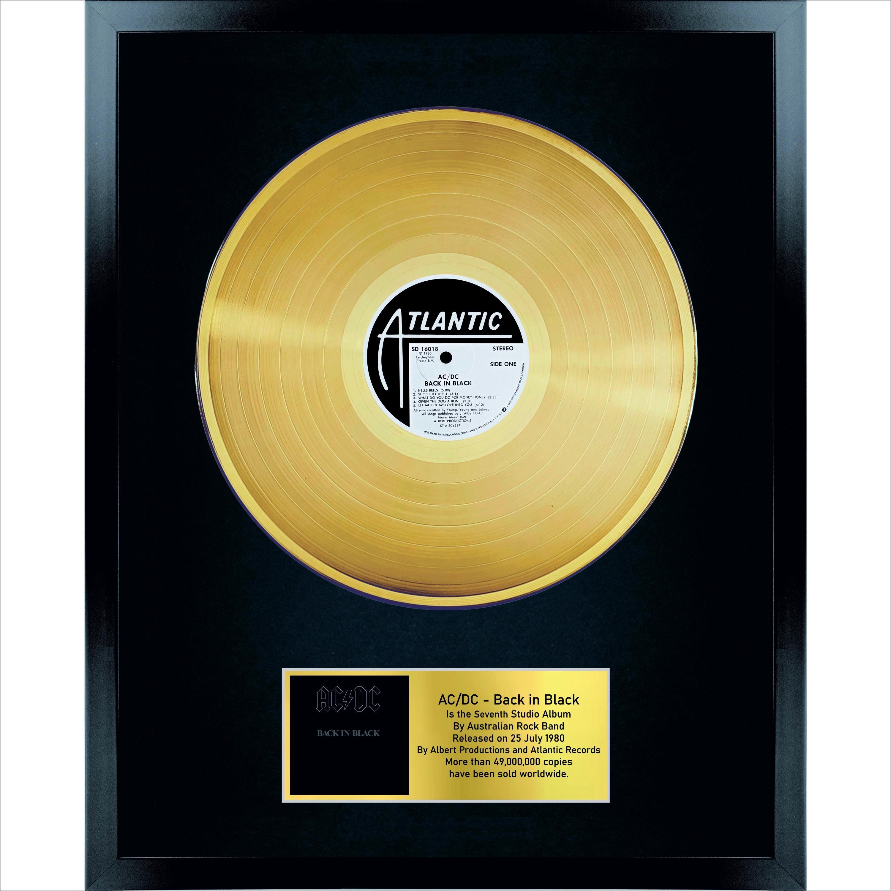AC/DC – Back In Black / LP Gold 12インチ / 音楽記念品 / インテリア 