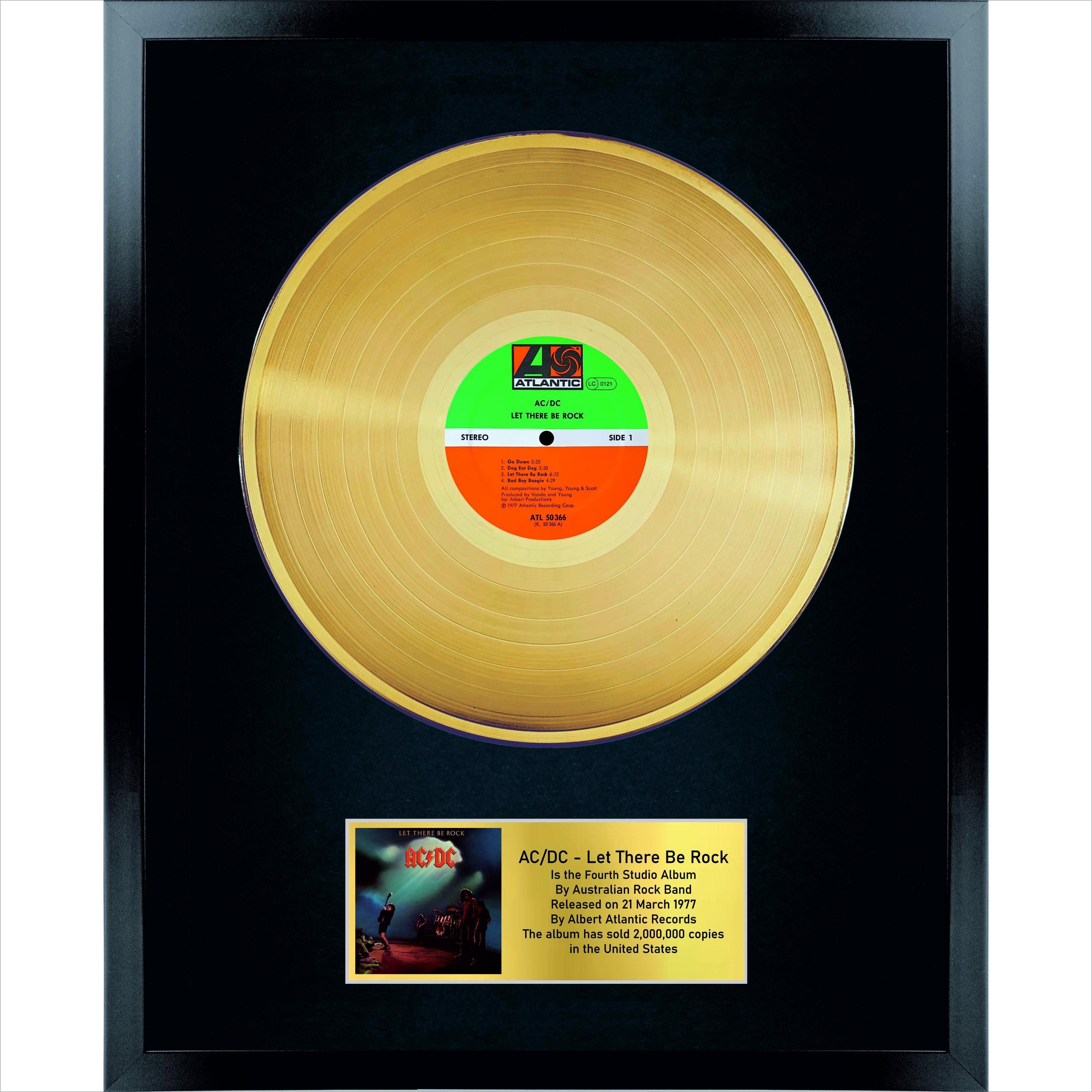 AC DC - Let There Be Rock LP ゴールド 12インチ 音楽記念品 インテリア装飾 黒額入り記念品 コレクターズアイテム ゴールドビニール - 日本