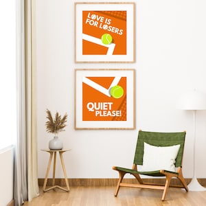 Digital Tennis Print, Printable Wall Art, Tennis Poster, Orange, Digital Download, Gift idea for tennis lover, Tennis Illustration