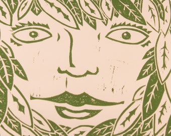 The Green Woman block print SALE