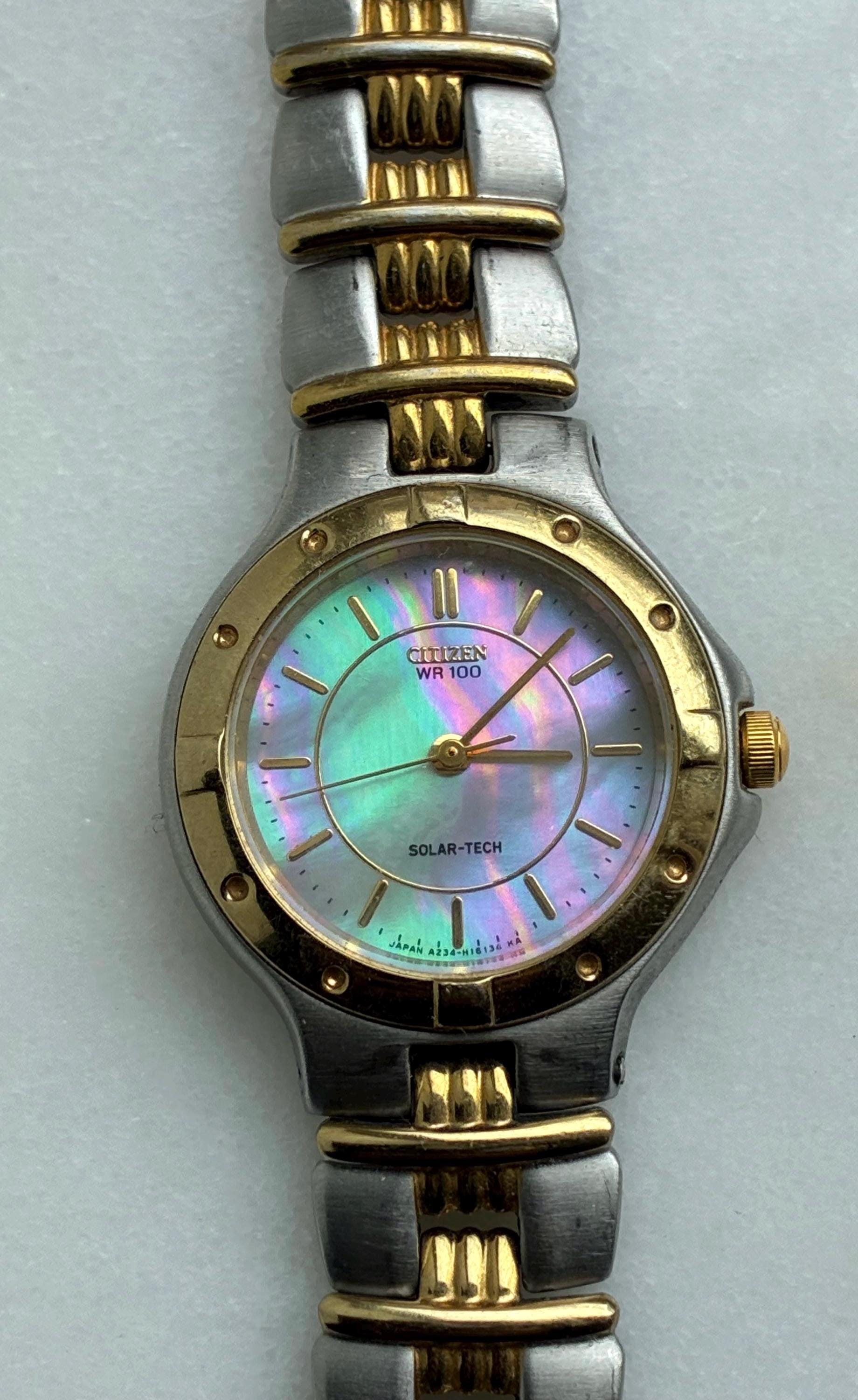 Citizen Solar Tech WR100 Mother of Pearl Vintage Two Tone Ladies