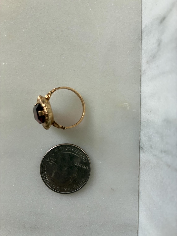 Antique Edwardian Ruby Ring 10k Solid Gold Cushio… - image 6