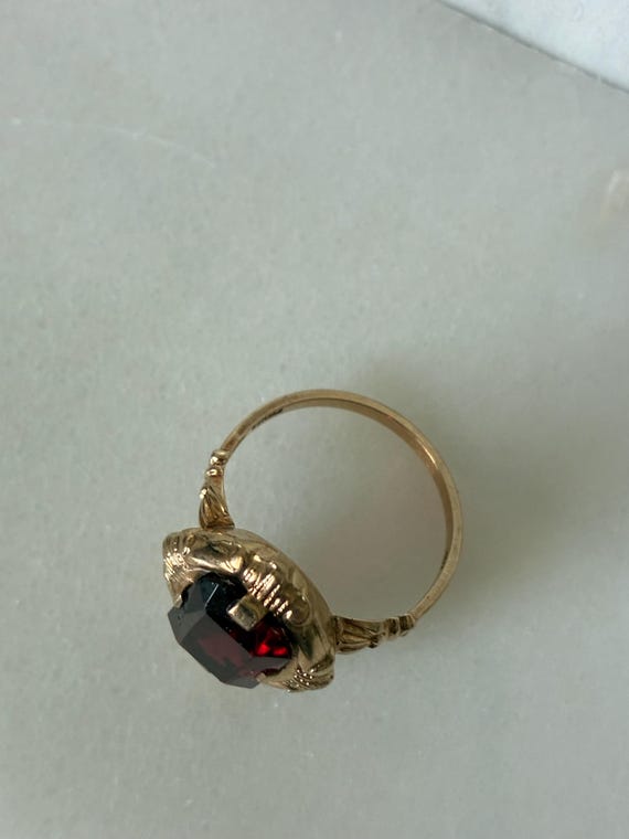 Antique Edwardian Ruby Ring 10k Solid Gold Cushio… - image 4
