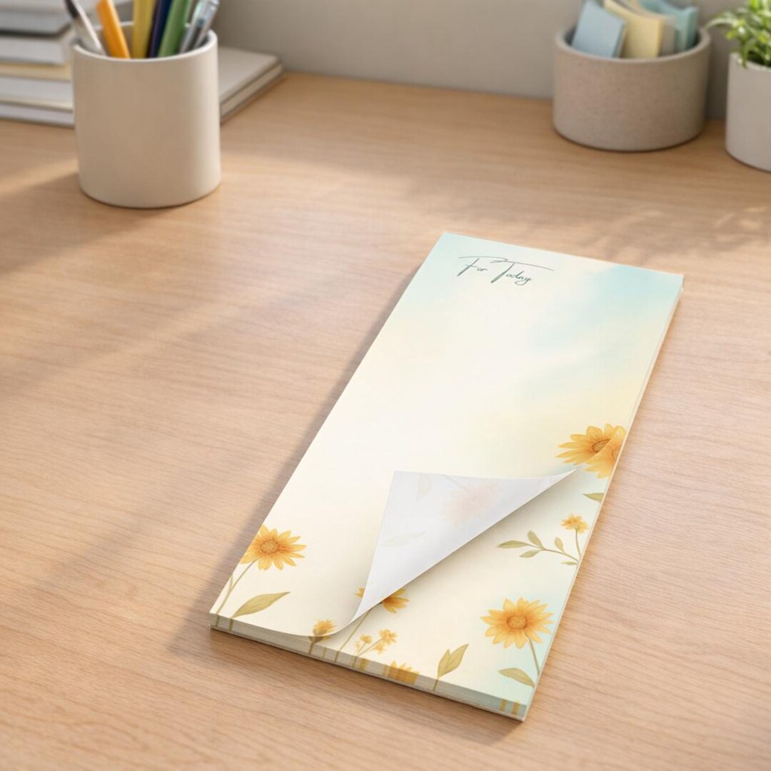 Sunflower Floral Stationery Magnetic Notepad, to Do List Pad for ...