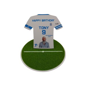 Personalised Football Shirt Gift | Photo Card | Football Birthday Card | Football Lover Gift | Dad Card | Unique Football Keepsake | L/Blue