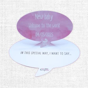 Tekstballonwenskaart met bijpassende envelop – Nieuw materiaal babyfotokaart in 2 kleuren – Uniek, handgemaakt aandenken
