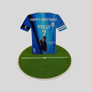 Cadeau personnalisé avec un maillot de football | carte photo | carte d'anniversaire de football | Cadeau pour amateur de football | papa | Souvenir de football unique | L/Bleu